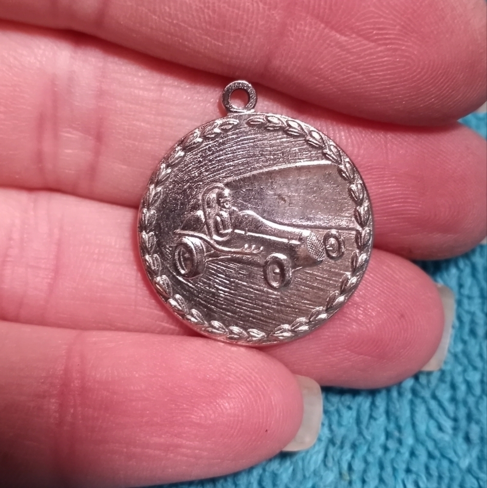 Vintage Silvertone Racing Car Pendant